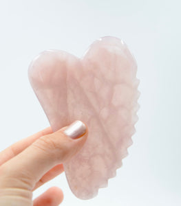Heart Rose Quartz Comb Gua Sha by LaBruna Skincare
