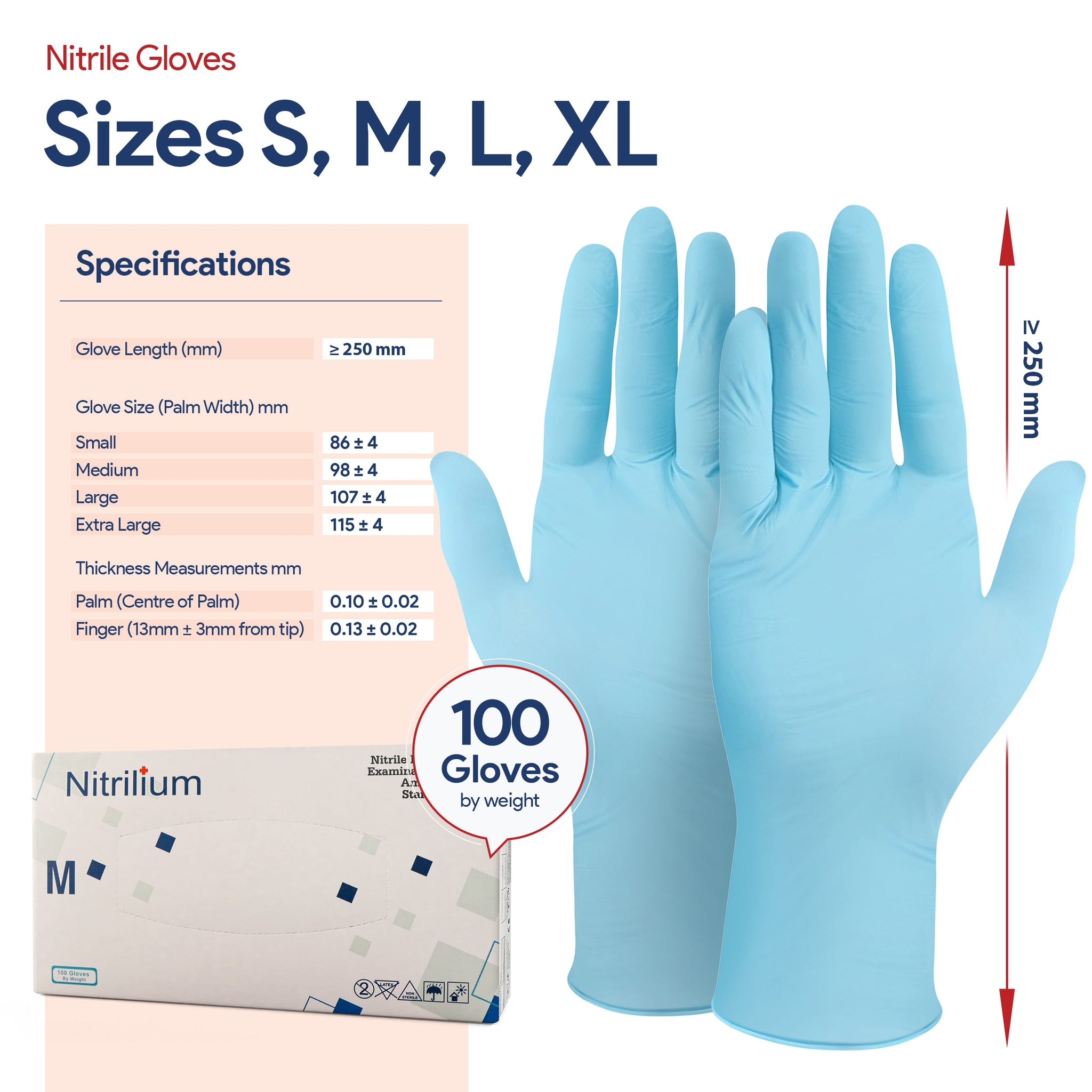 Nitrile Gloves -10 Boxes of 100